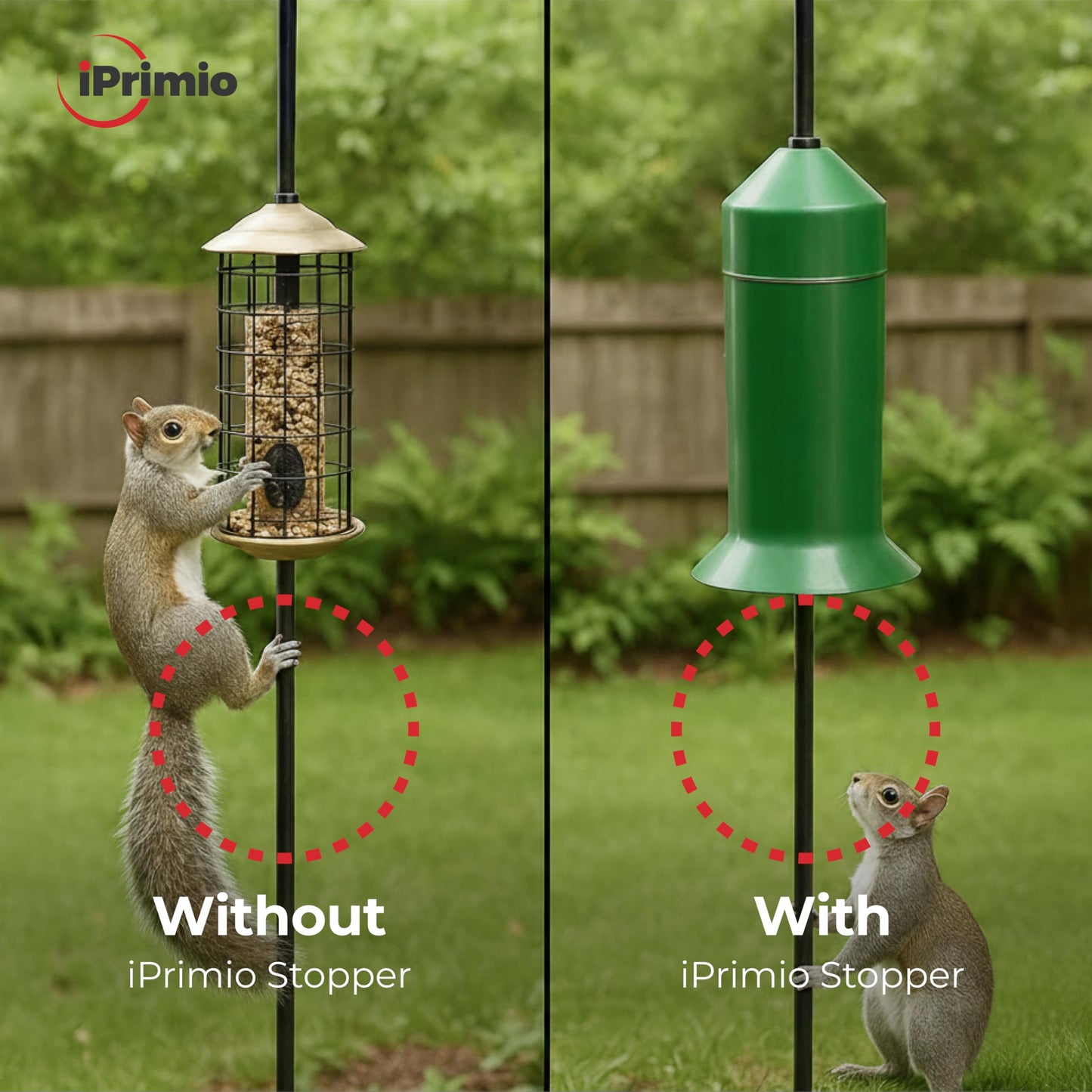 iPrimio 18" Squirrel Baffle - Easy Install Pole Wrap Around Baffle: Protect Hanging Bird Feeders, Squirrel Baffles for Feeders, No Tool Install, Durable Weather Resistant, for Bird Feeder Poles