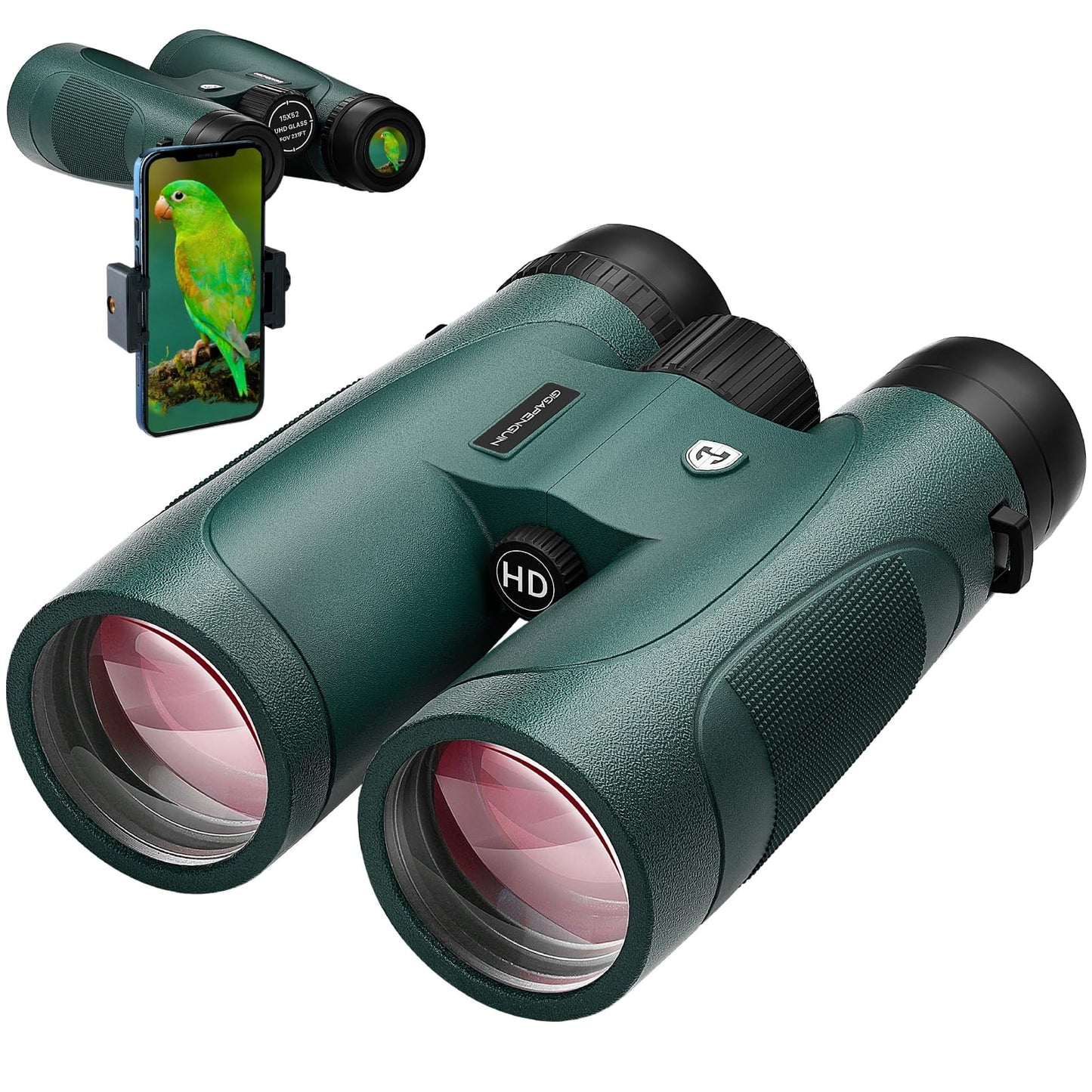 15x52 HD Binoculars for Adults High Powered with Upgraded Phone Adapter - Large View Binoculars with Clear Low Light Vision - Lightweight Waterproof Binocular for Bird Watching Travel Hunting Cruise