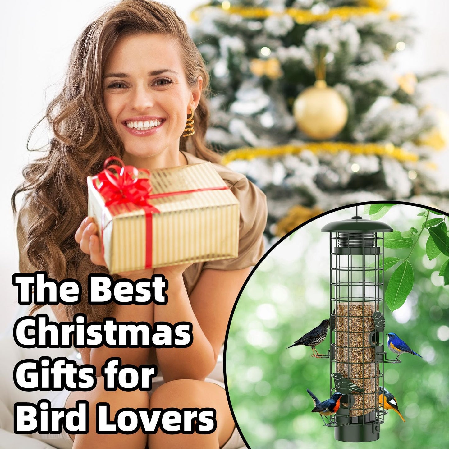 Squirrel Proof Bird Feeder,Metal Mesh Bird Feeders for Outdoors Hanging,Gravity Protection Squirrel Proof Wild Bird Feeders with Finch Cardinal Chickadee,3LB Large Capacity,Green