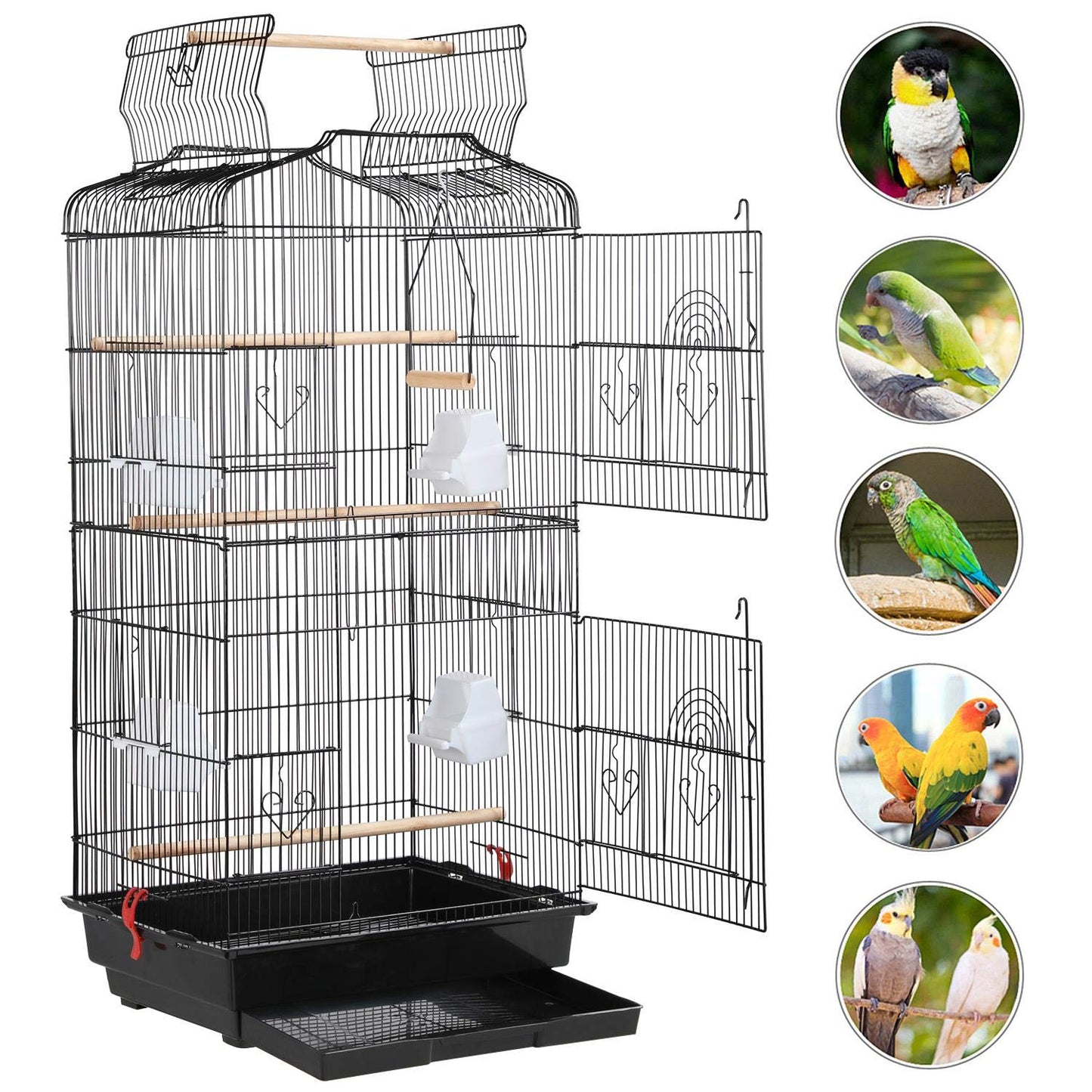 Yaheetech 41-inch Open Top Medium Bird Cages for Parakeets Finches Canaries Lovebirds Small Quaker Parrots Cockatiels Budgie Green Cheek Conure Travel Pet Flight Birdcage