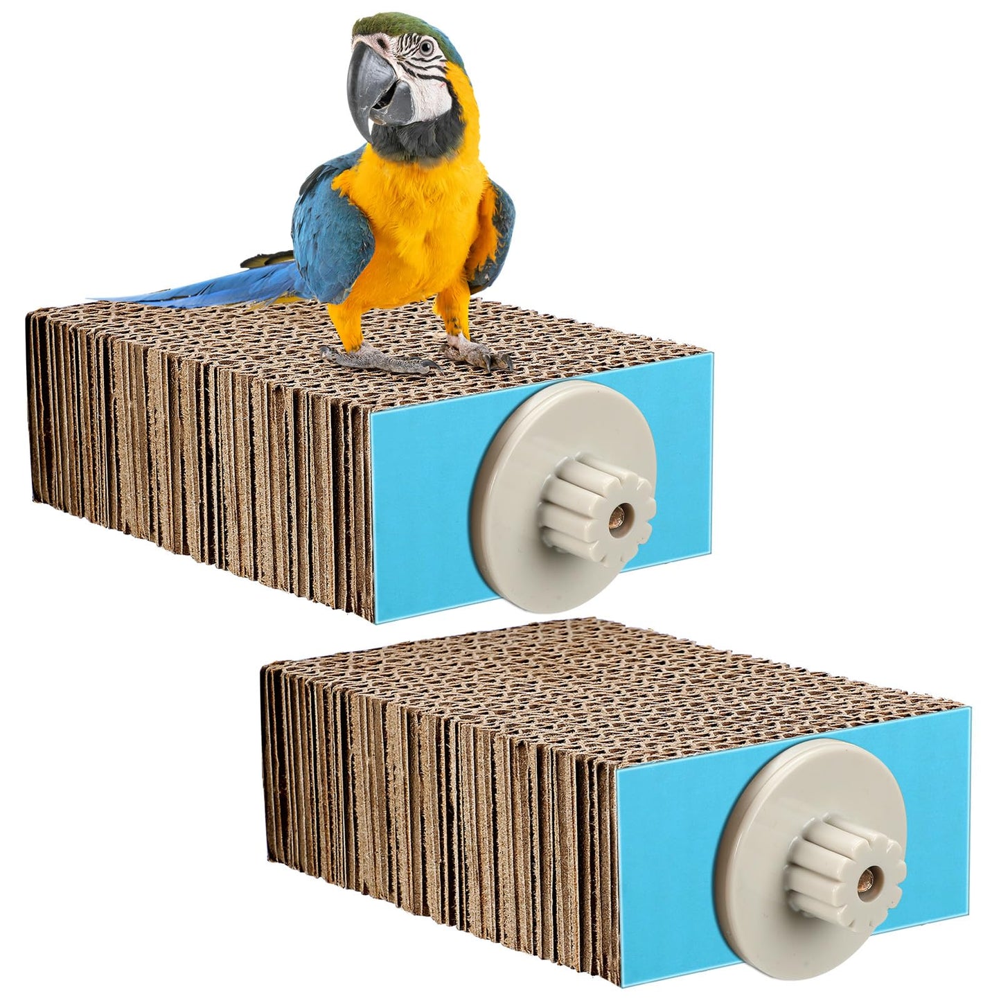 Skyygemm 2 Pieces Bird Chew Toy Parrot Cage Perch Cardboard Platform Bird Paw Grinding Stand Parrot Cage Playground for Macaws, Small Parakeets, Conures, Budgies, Finches Conure Cockatiel (Small)
