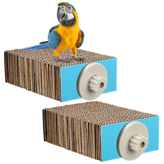 Skyygemm 2 Pieces Bird Chew Toy Parrot Cage Perch Cardboard Platform Bird Paw Grinding Stand Parrot Cage Playground for Macaws, Small Parakeets, Conures, Budgies, Finches Conure Cockatiel (Small)