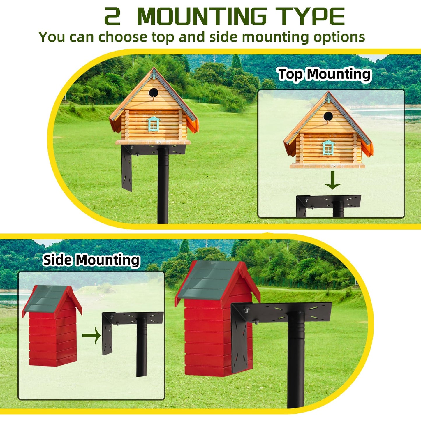 Bird Feeder Pole - 92 Inch Heavy Duty Birdhouse Stand with Squirrel Proof Baffle for Outdoor, Adjustable Bird Feeding Station with Multi Shepherds Hooks Mental Trays for Garden Attracting Wild Birds