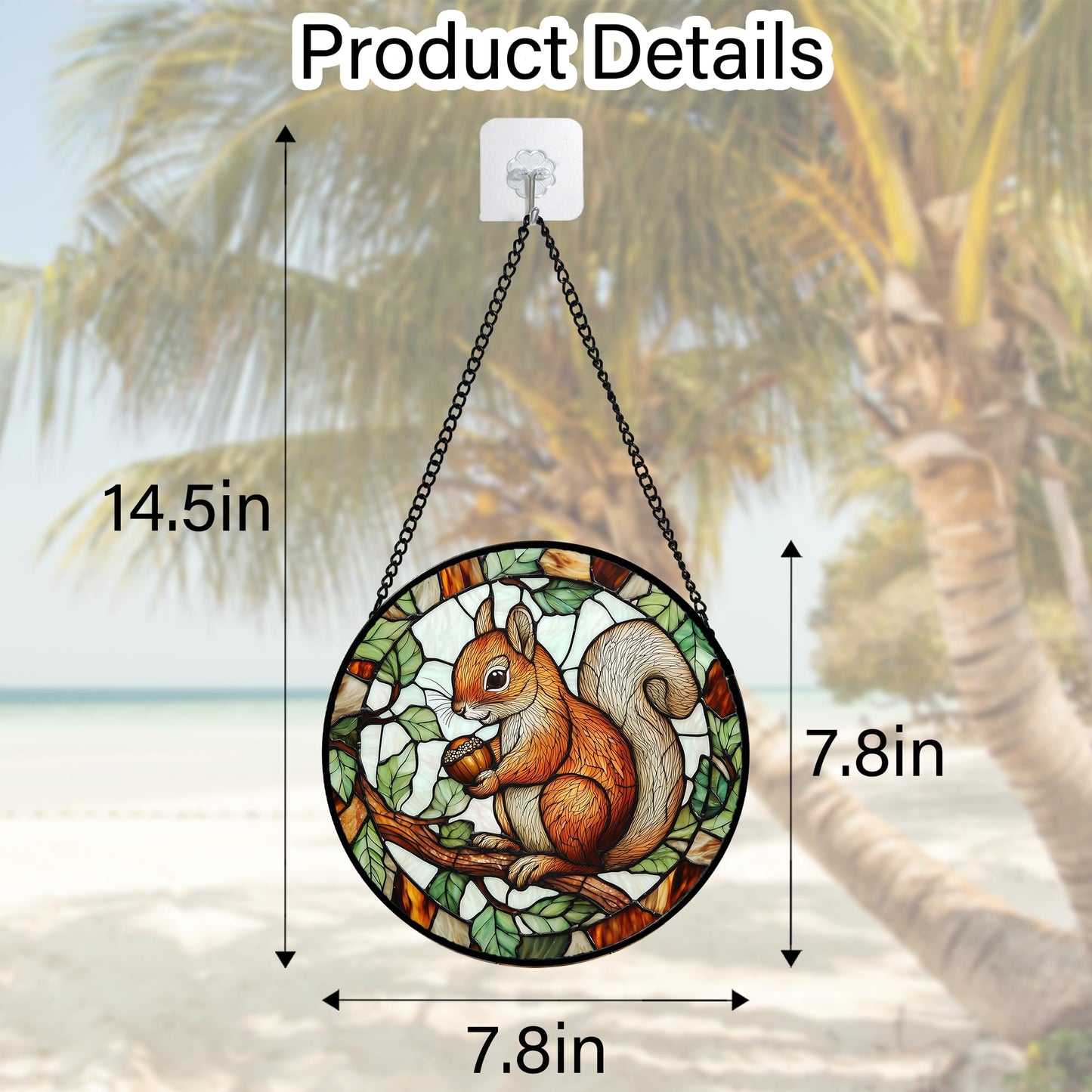 DASTOLL Stained Glass Window Hanging, Squirrel on a Branch Suncatcher Diamond Glass Panel Animal Sun Catchers Decor for Birthday for Women, Men, Wife, Aunt, and Mom 7.8 in