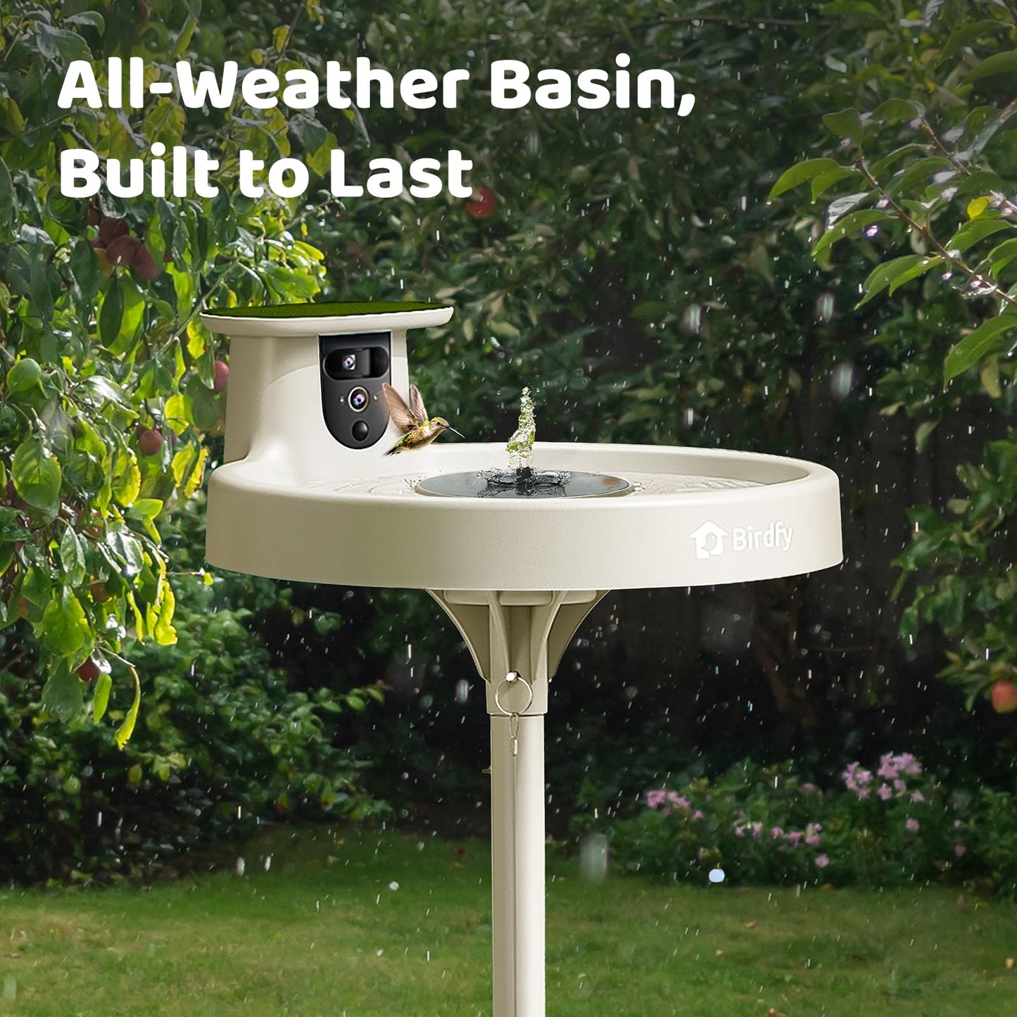 Birdfy Smart Bird Bath with Camera Solar Powered & Solar Fountain & Stand, Dual-Lens Camera for Bird Watching, Auto Capture Bird Videos & AI Identify, Ideal Present for Bird Lover