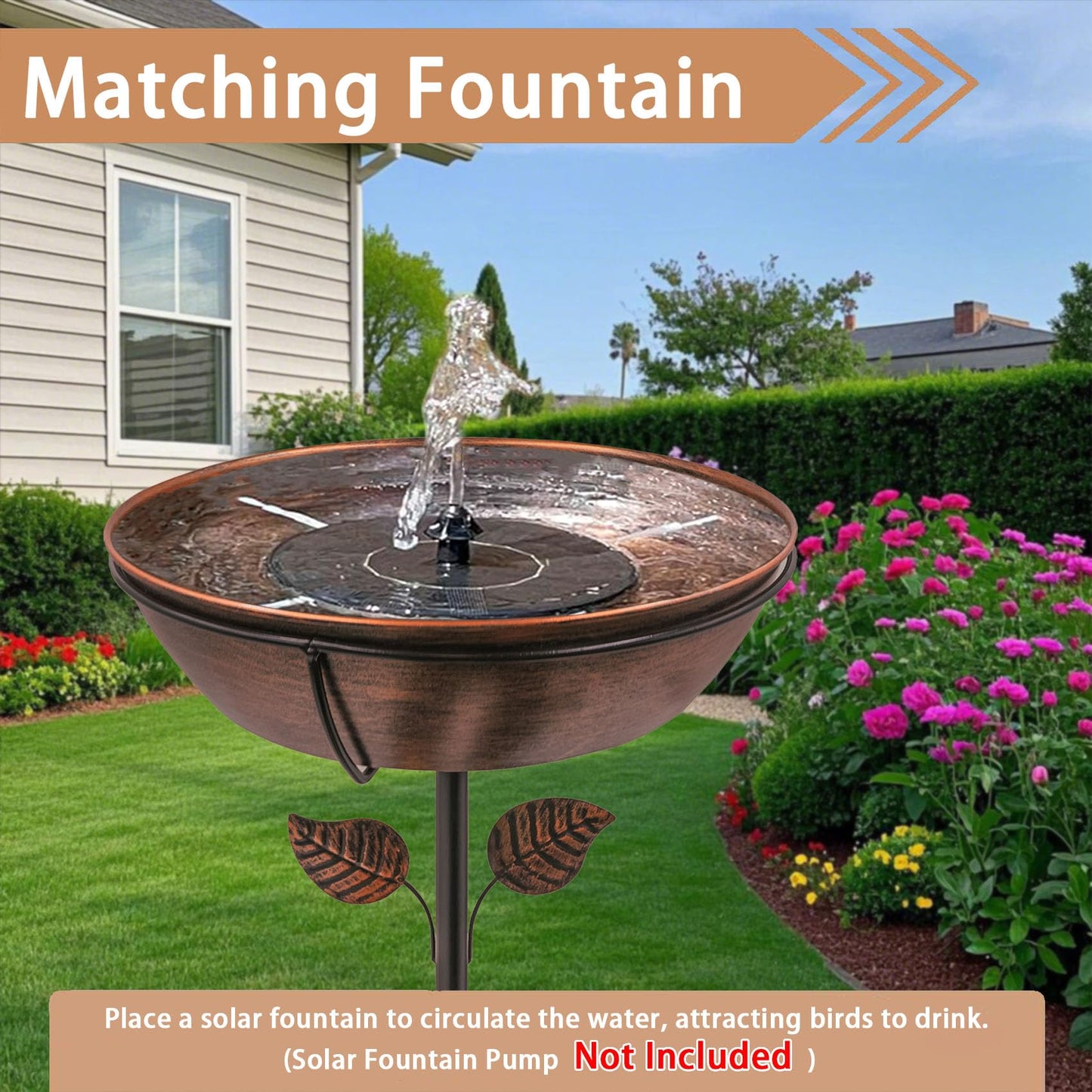 OUISJYER 3" Deep Metal Bird Bath for Outdoors, Removable 13" Dia Bowl with Stable Upgrades Stake, Easy to Clean Birdbaths for Garden Yard Lawn Decor 1.4 Gallon