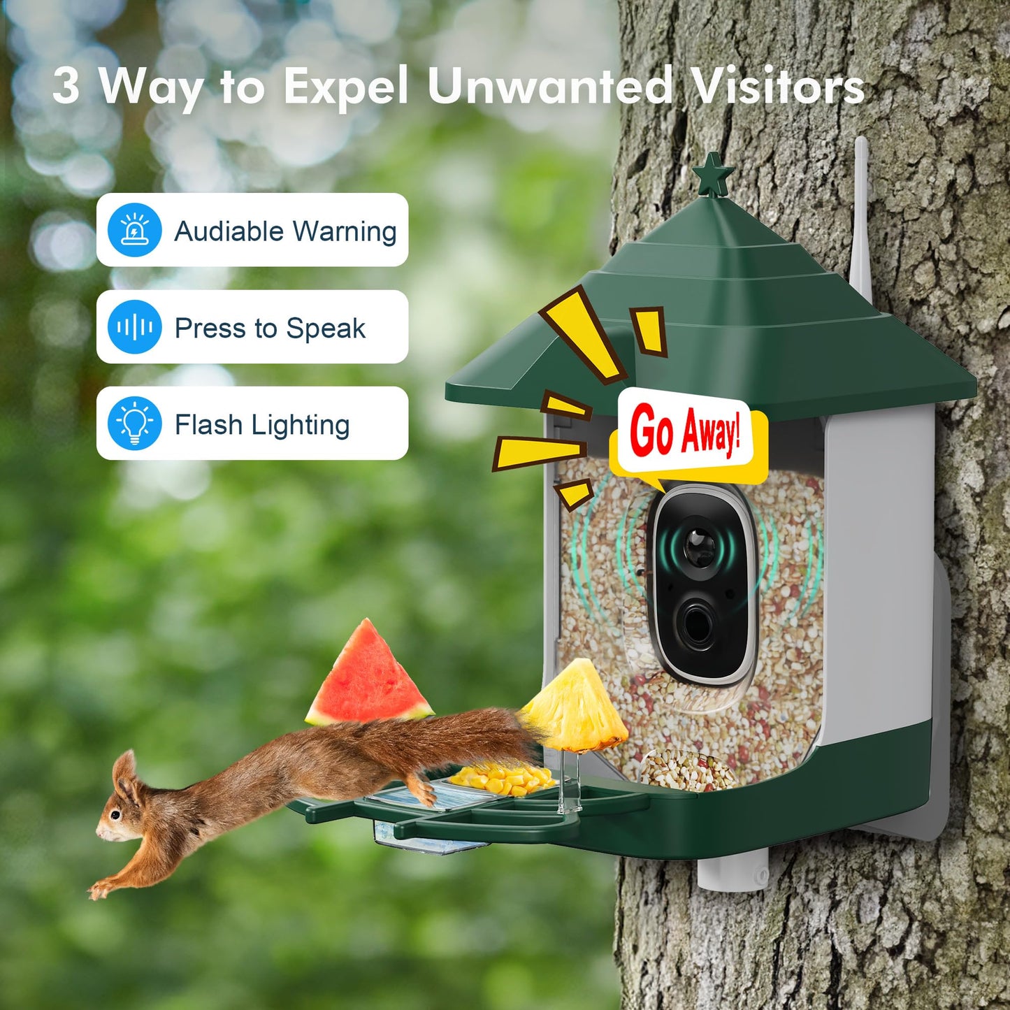 Smart Bird Feeder with Camera Solar Powered, 4K HD Live Video Bird House, AI Identifies,App Control,Instant Arrival Alert,Auto Capture,Motion Detection,IP65 Waterproof