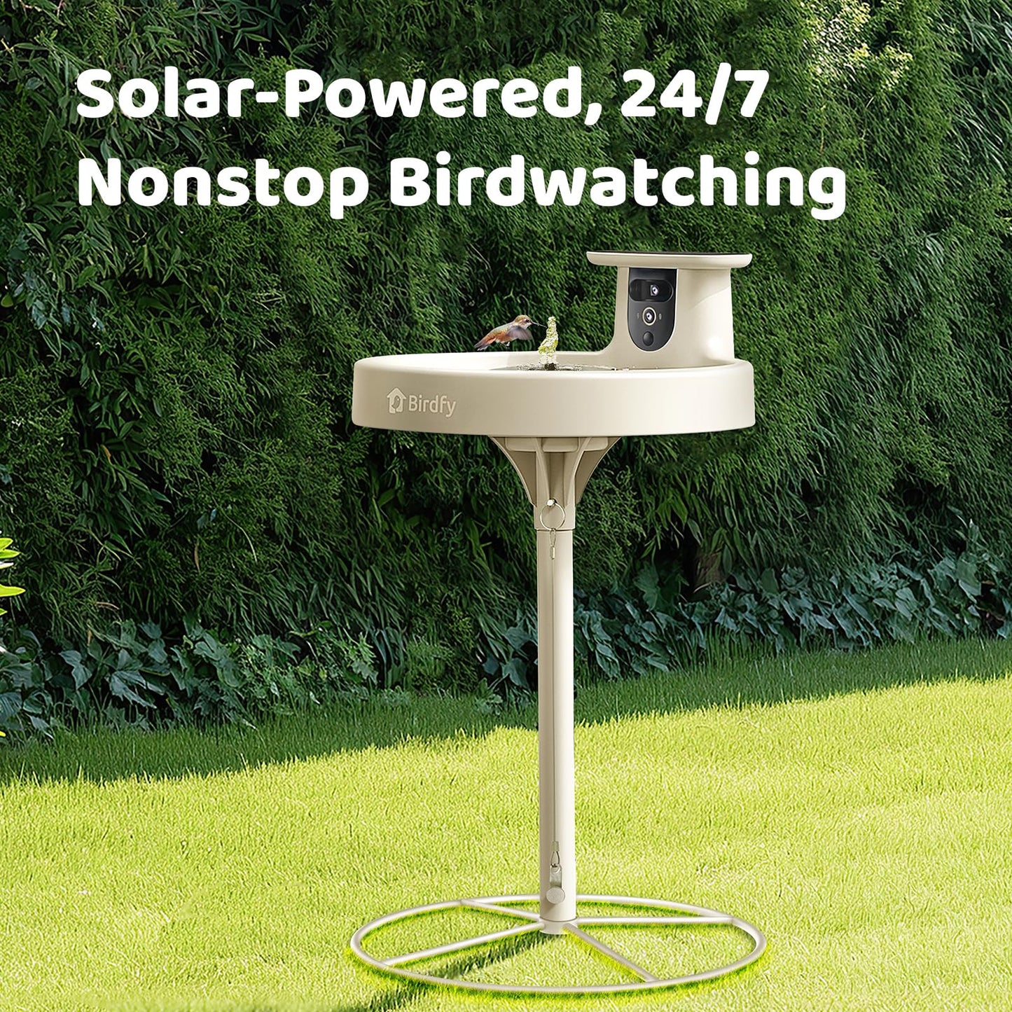 Birdfy Smart Bird Bath with Camera Solar Powered & Solar Fountain & Stand, Dual-Lens Camera for Bird Watching, Auto Capture Bird Videos & AI Identify, Ideal Present for Bird Lover