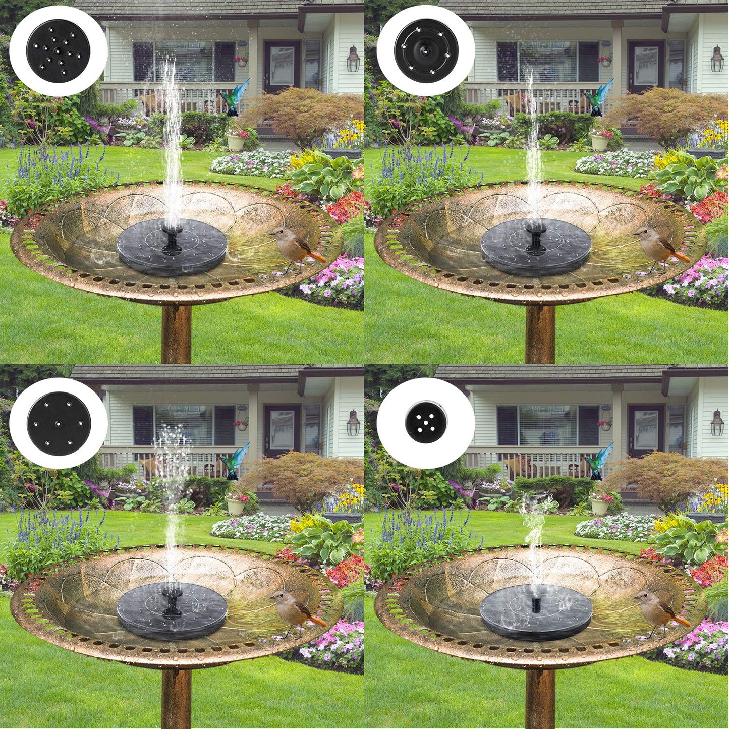 Mademax Solar Bird Bath Fountains Pump, Upgrade 1.4W Solar Fountain with 6 Nozzle, Free Standing Floating Solar Powered Water Fountain Pump for Bird Bath, Garden, Pond, Pool, Outdoor